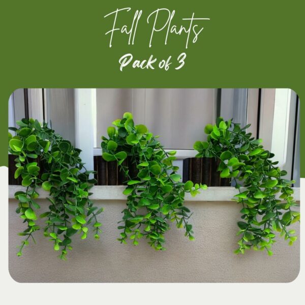 Pack of 3 Hanging Artificial Foliage Vine Plants - 28cm Green - Image 2