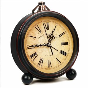 Vintage Silent Alarm Clock with Roman Numerals - Battery Powered