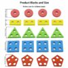 Kids Wooden Geometric Blocks Stacker Shape Sorter - 5 Columns
