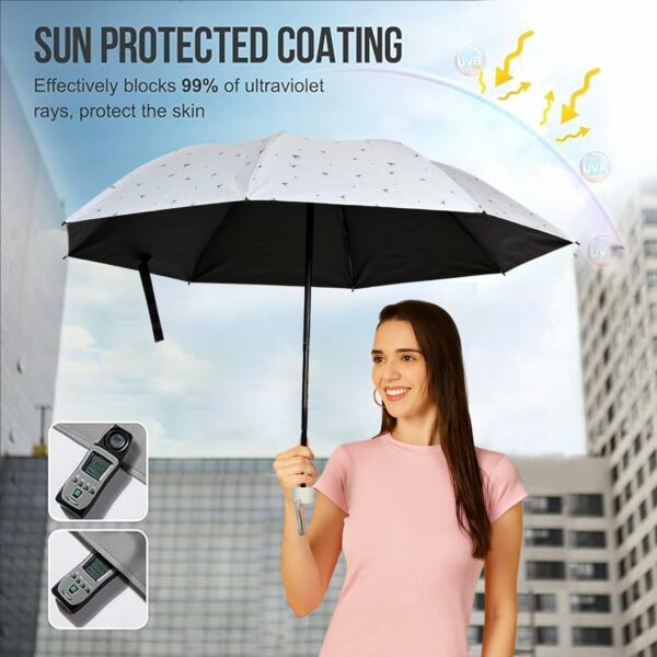 Compact 3-Fold Printed Umbrella - UV & Rain Protection - Image 3