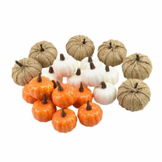 Rustic Harvest Foam Artificial Pumpkins for Halloween Decor - 22 Pcs