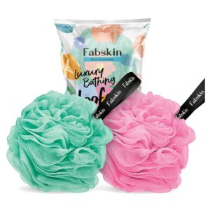 Luxury Bathing Loofah Pack of 2 - Aqua & Pink for Exfoliation
