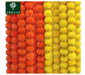 10 Pcs Indian Handmade Artificial Marigold Garland Flowers - 4.5-4.9Ft for Decoration