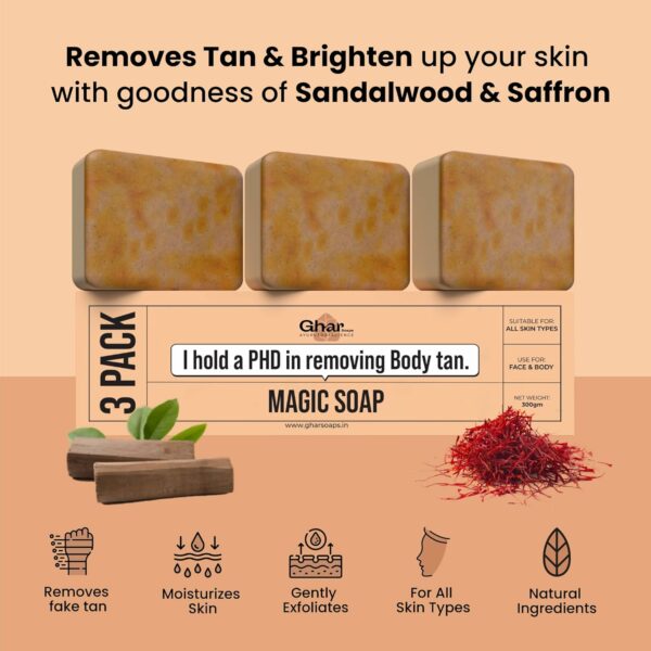 Sandalwood & Saffron Magic Soaps - 300g (Pack of 3) - Paraben Free - Image 2