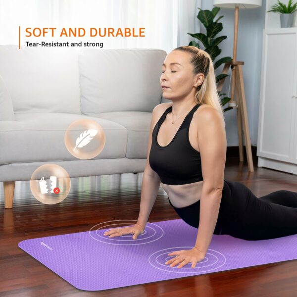 6 MM Thick Anti-Slip Yoga Mat with Carry Bag - Purple - Image 2