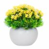 Pack of 4 Artificial Flower Plants in White Pots for Home & Office Decor