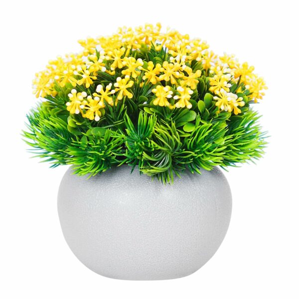 Pack of 4 Artificial Flower Plants in White Pots for Home & Office Decor - Image 3