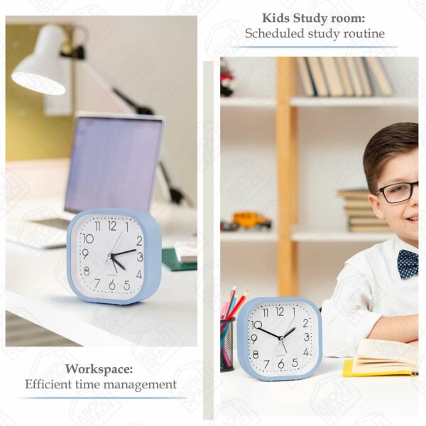 Analog Alarm Clock - Lightweight Battery Powered Table Clock for Heavy Sleepers - Blue Plastic - Image 6
