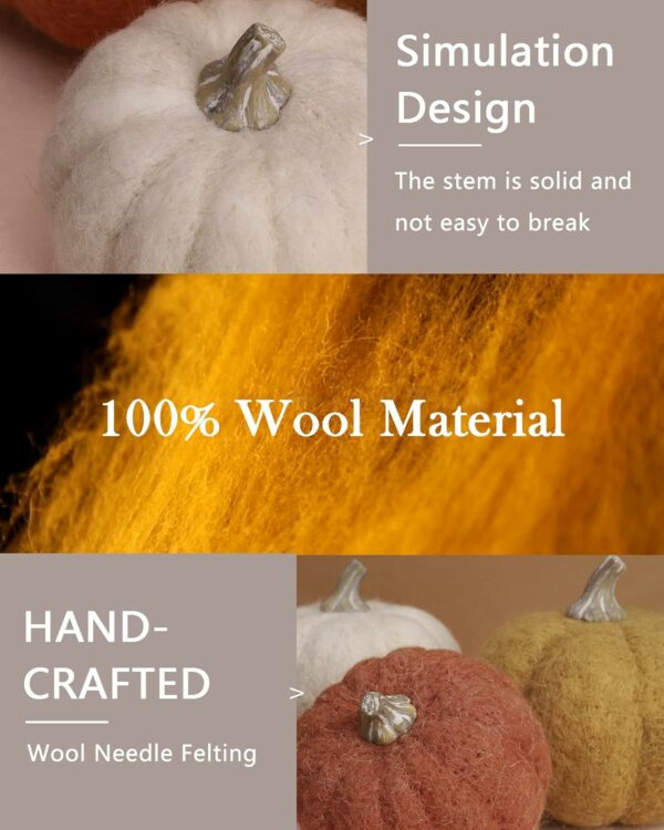 Handmade Yellow Woollen Pumpkin Set of 2 for Fall Decor - Image 2
