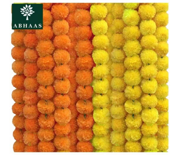 10 Pcs Indian Handmade Artificial Marigold Garland Flowers - 4.5-4.9Ft for Decoration - Image 4