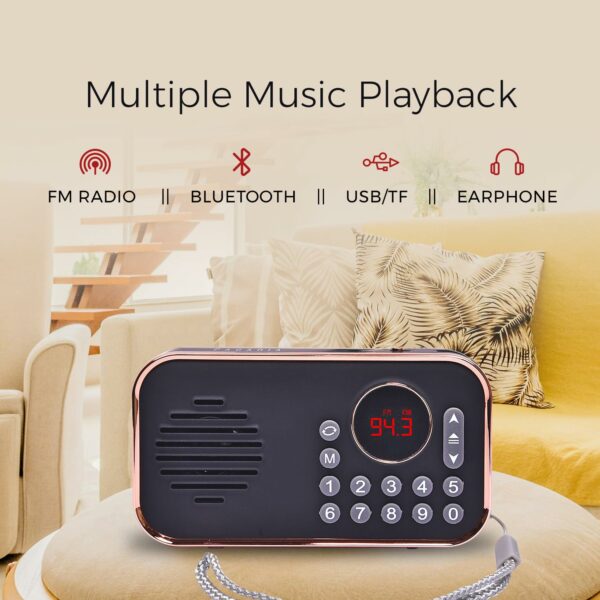 Portable FM Radio with Bluetooth and Rechargeable Battery - Image 3