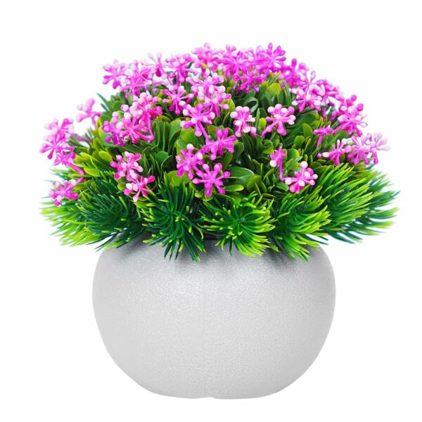 Pack of 4 Artificial Flower Plants in White Pots for Home & Office Decor - Image 6