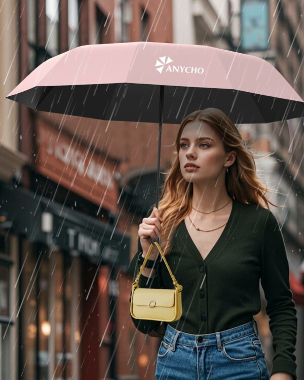 Compact 3-Fold Umbrella with Carabiner Handle - UV & Rain Protection - Image 5