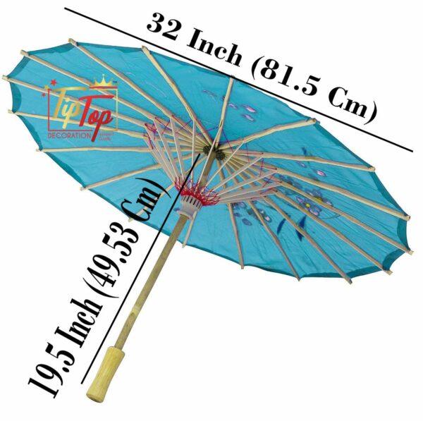 Japanese Traditional Handmade Parasol Umbrella - 33 Inch Light Blue - Image 3