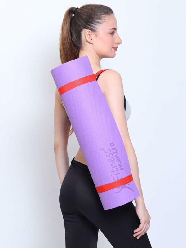 Eco-Friendly 6mm Yoga Mat with Carrying Strap - Purple - Image 6