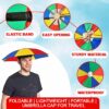 Rainbow Adjustable Umbrella Hat for Kids and Adults - Pack of 1