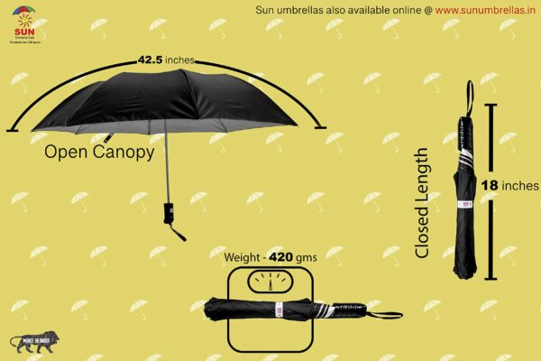 UV Protective Black Silver 2-Fold Umbrella - Durable Design - Image 4