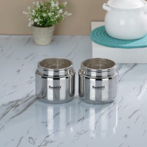 Stainless Steel Small Storage Canisters with See-Through Lid - Set of 2, 400ml Each