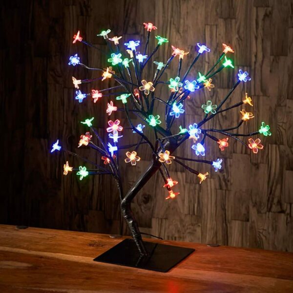 LED Cherry Blossom Bonsai Tree Lamp - 18 Inch, 28 Multicolor LEDs, Adjustable Branches - Image 4