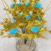 Artificial Blue Rose Flower Bunch with Pot - 35cm Tall