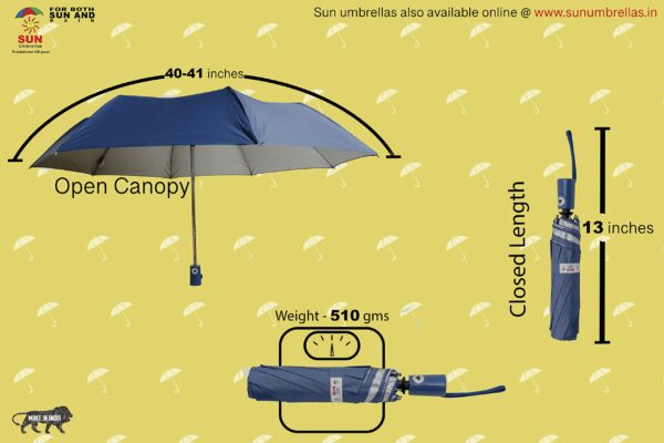 3 Fold 40 Inch Automatic Open Umbrella with UV Coating - Image 5