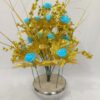 Artificial Blue Rose Flower Bunch with Pot - 35cm Tall
