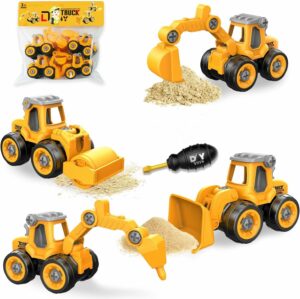 4-in-1 Construction Truck Toys Set for Kids - DIY Assembly
