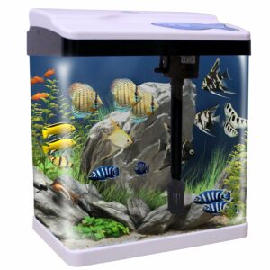 Mini Fish Aquarium Tank with LED Light and Filter - 14L