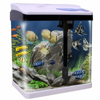 Mini Fish Aquarium Tank with LED Light and Filter - 14L