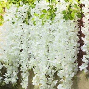 12 Pcs 43.2 Inch Artificial Wisteria Vine Garland - White