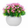Pack of 4 Artificial Flower Plants in White Pots for Home & Office Decor