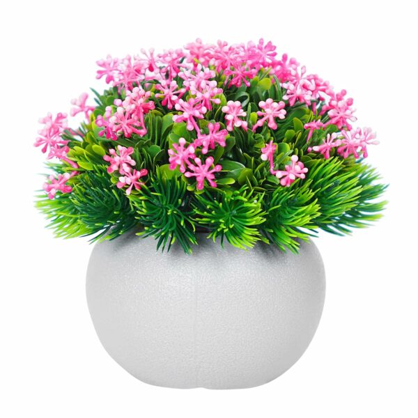 Pack of 4 Artificial Flower Plants in White Pots for Home & Office Decor - Image 5