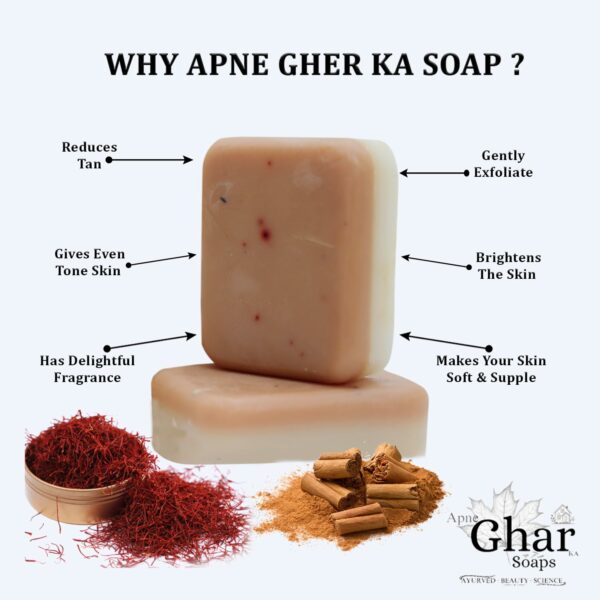 Sandalwood & Saffron Handmade Bath Soap - Paraben Free, 100g - Image 3