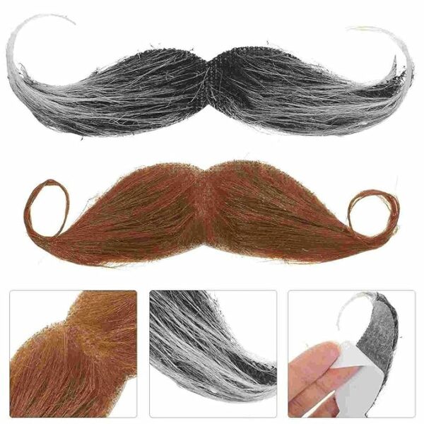 2x Self Adhesive Fake Mustache & Beard for Parties - Image 5