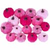 Set of 16 Faux Velvet Pumpkins in Pink for Fall Decor