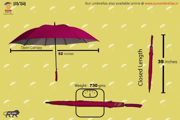 Large UV Protective Golf Umbrella - 52 Inch Canopy - Image 6