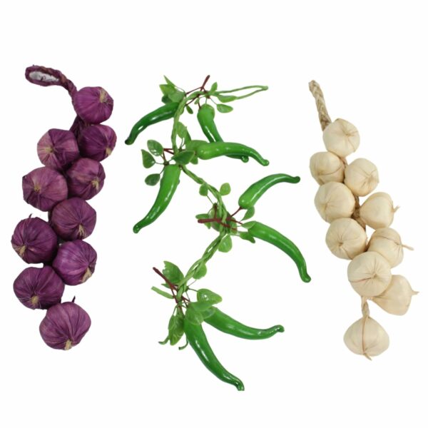 Set of 3 Artificial Veggies - Chilli, Onion, Garlic - Image 3