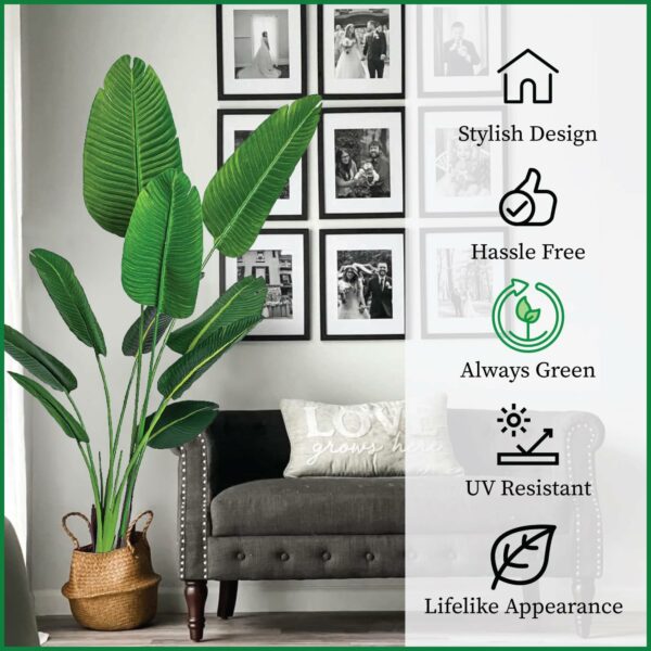 5 Foot Artificial Silk Bird of Paradise Palm Tree - Potted Plant - Image 6