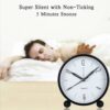 Silent 4 Inch Round Alarm Clock - Battery Operated, Easy Set & Night Light