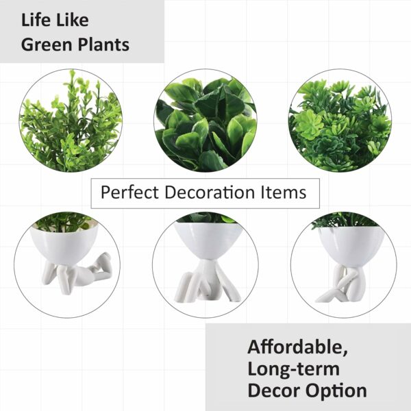 3 Pcs Set Mini Artificial Plants - White Man Shape Decor - Image 5