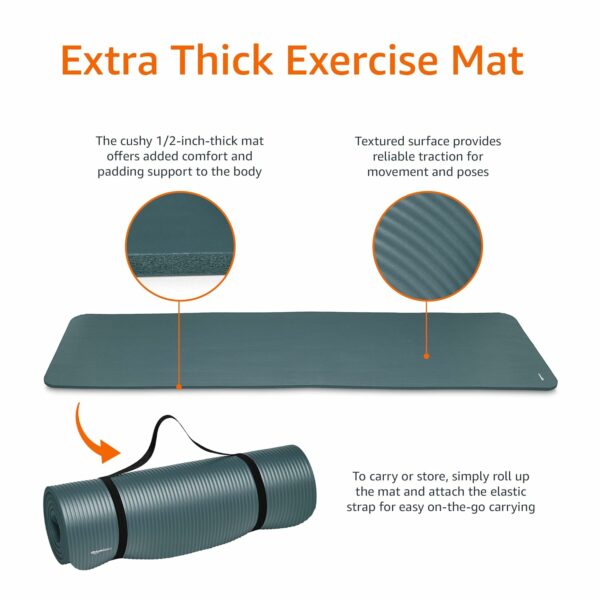 Extra Thick NBR Yoga and Exercise Mat with Carrying Strap - Image 4