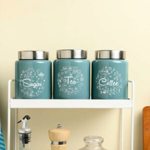Airtight Stainless Steel Canister Set of 3 - 800ml Moss Green