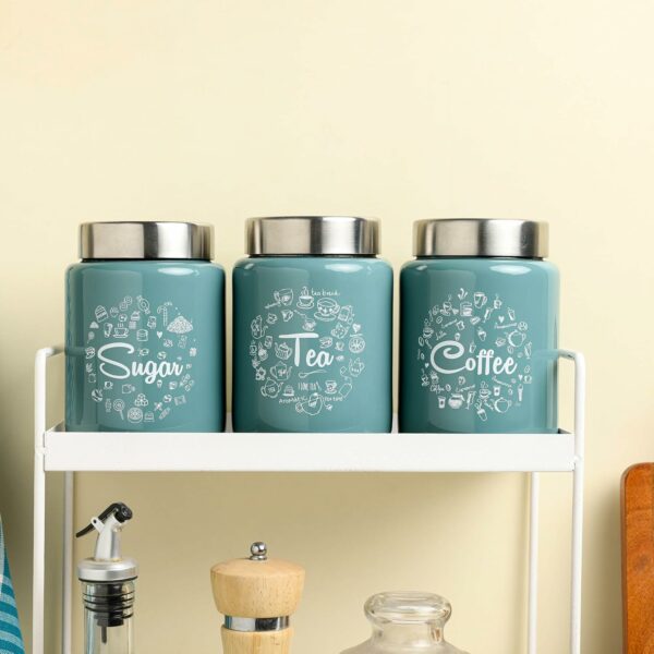 Airtight Stainless Steel Canister Set of 3 - 800ml Moss Green