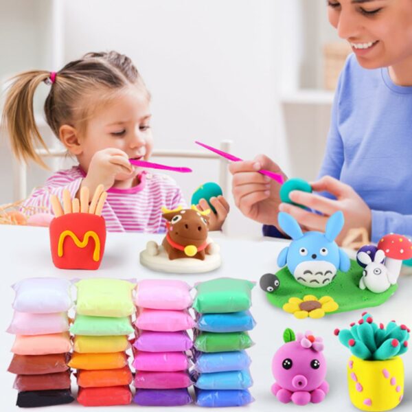 24 Pcs Air Dry Clay Set with Sculpting Tools for Kids - Image 2