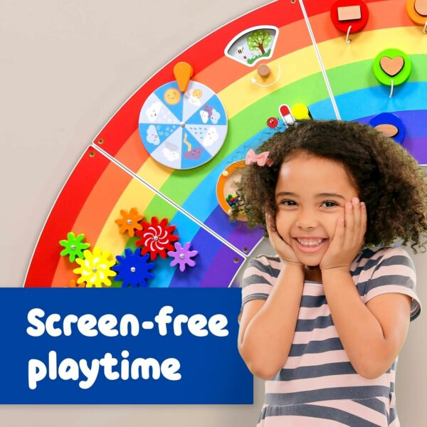 Rainbow Montessori Activity Wall Panel - Wooden Sensory Playboard for Kids 1-6 Years - Image 6