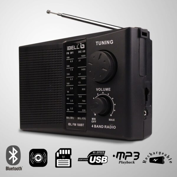 Portable 4 Band FM Radio with Bluetooth Speaker & MP3 Player - Image 3