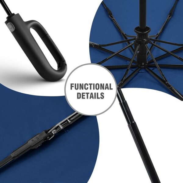 Folding Windproof Umbrella with Carabiner Handle - 40-Inch - Image 4