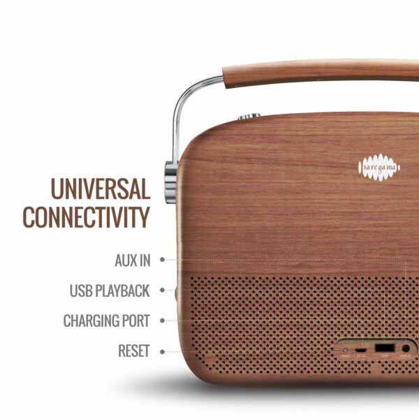 Portable Music Player with 5000 Songs, FM/BT/AUX - Oakwood Brown - Image 3