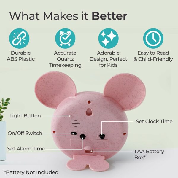 Mickey Mouse Shaped Alarm Clock for Heavy Sleepers - Pink - Image 3