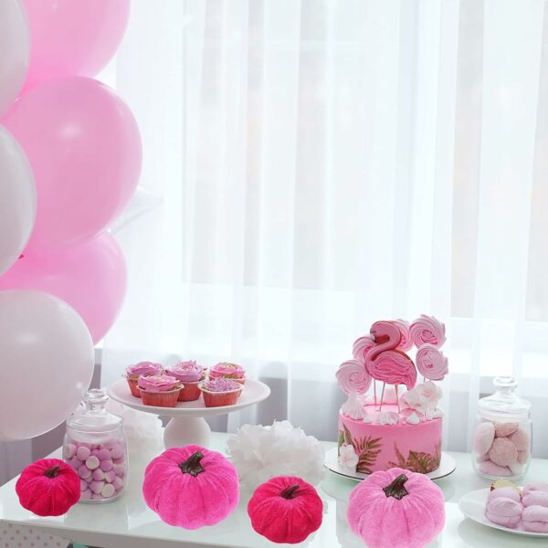 Set of 16 Faux Velvet Pumpkins in Pink for Fall Decor - Image 5